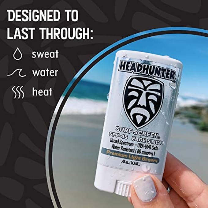 Headhunter S SUNSCREEN FACE STICK SPF 45 - WATERPROOF SURF SUNBLOCK FOR WATERMAN - WATER RESISTANT (80 MIN), LIGHT BROWN - Image 3